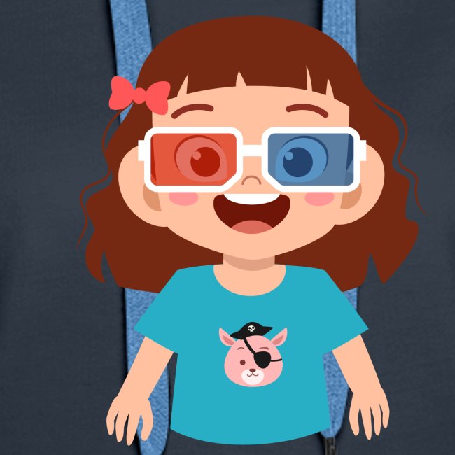 Girl red blue 3D glasses doing Vision Therapy