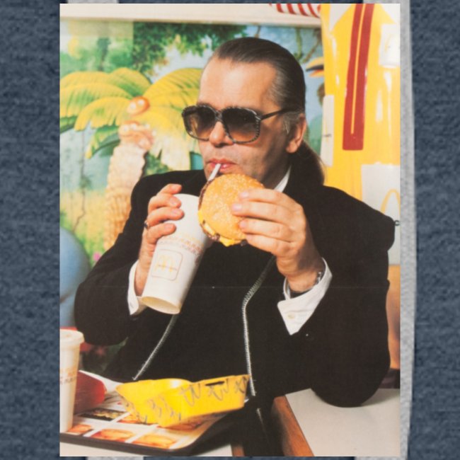 Karl Lagerfeld Eating a McDonald's Cheeseburger