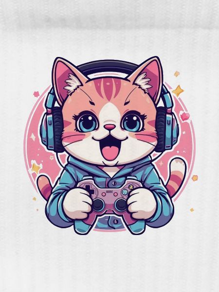 Pixel Purring Gamer Kitty