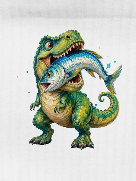 Cretaceous Catch: Dino with Fish