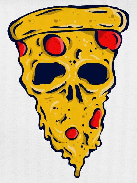 Neon Skull Pizza Slice