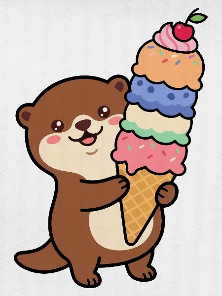 Otter Rainbow Ice Cream Cone