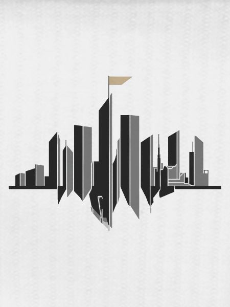 Monochrome Skyline Flag