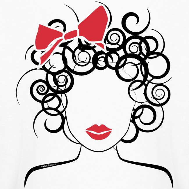 Curly Girl with Red Bow_Global Couture_logo T-Shir