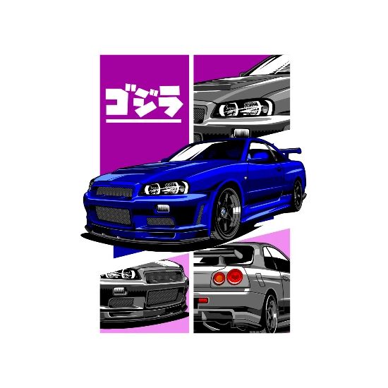 T-shirt Enfant Nissan Skyline JDM Racing - Motif Voiture Bleu Pour Garçons Et Filles - Sport Automobile