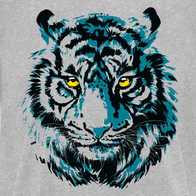 Colorful Turquoise Tiger Head Portrait Drawing