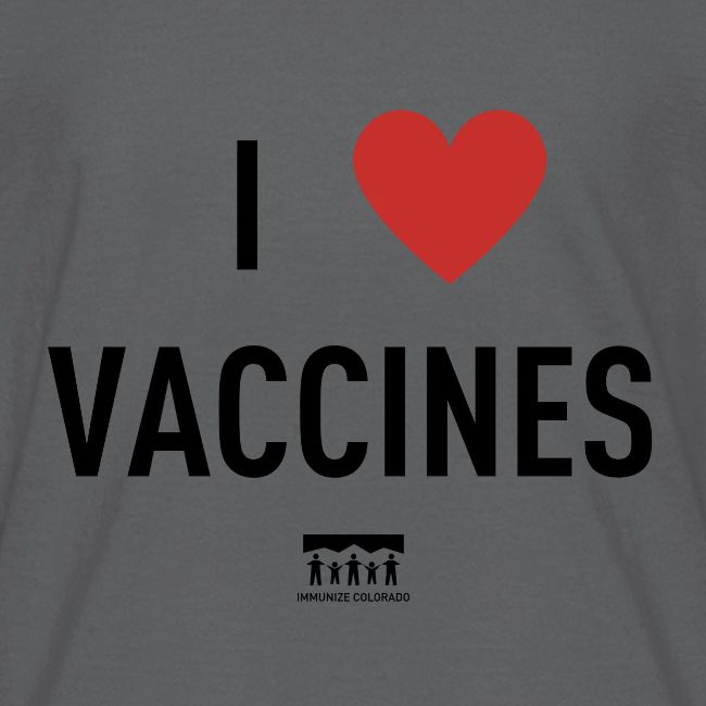 I heart vaccines black Immunize Colorado Logo