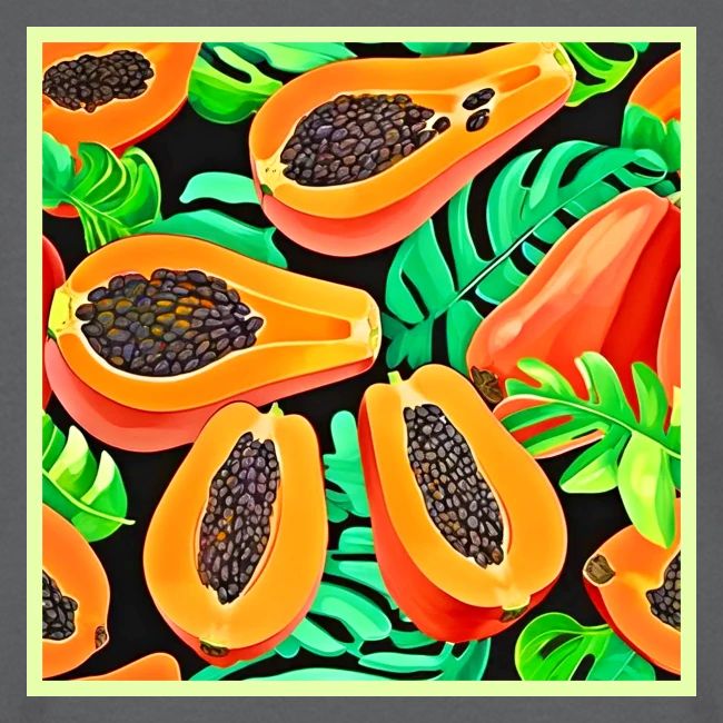 Papaya and Leaves Fresh Pattern