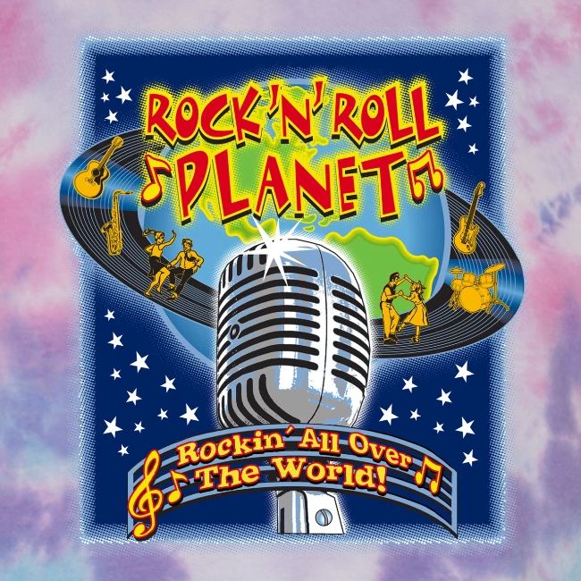 Rock'n'Roll Planet Full Color Retro Tee Design