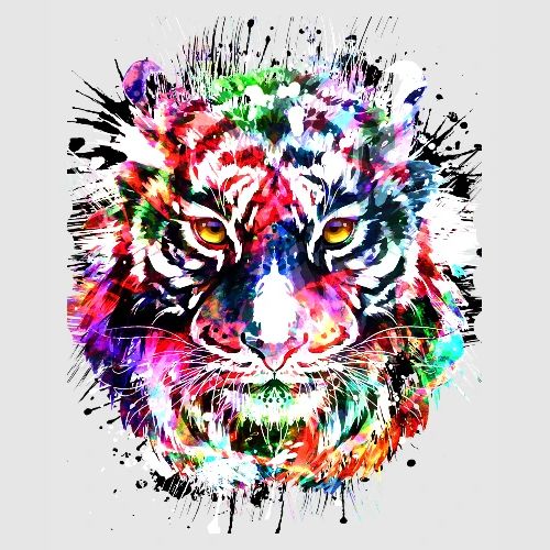Colorful Tiger Head Portrait Drawing
