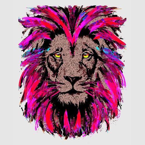 Purple Lion Head - Pink Lion Face Drawing