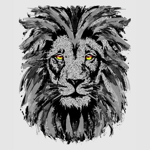 Artistic Lion Head Portrait Drawing - Gray Lion - Unisex Tie Dye T-Shirt