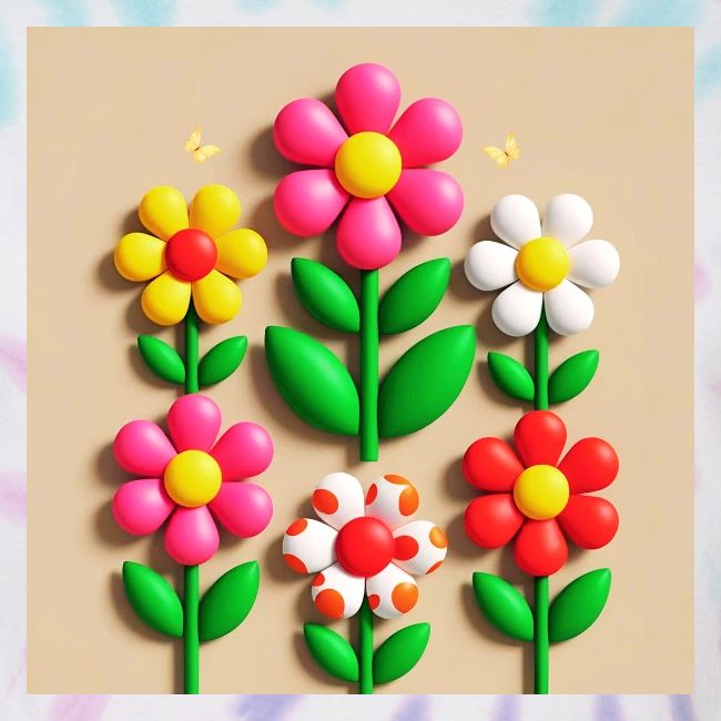 3D Flowers and Butterflies in Amber, Floral Design