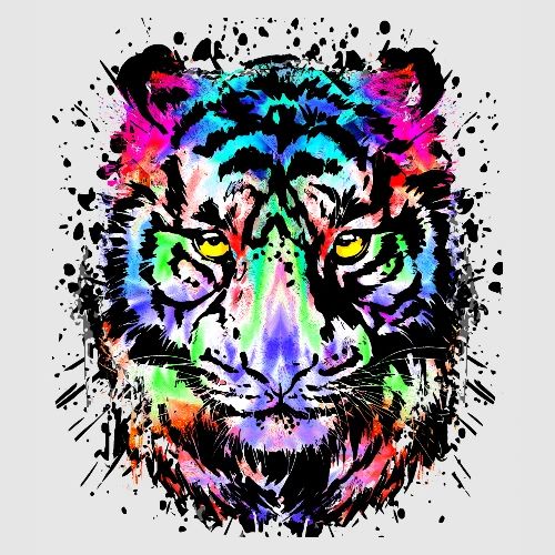 Color Splash Tiger Head - Colorful Tiger Face - Unisex Tie Dye T-Shirt