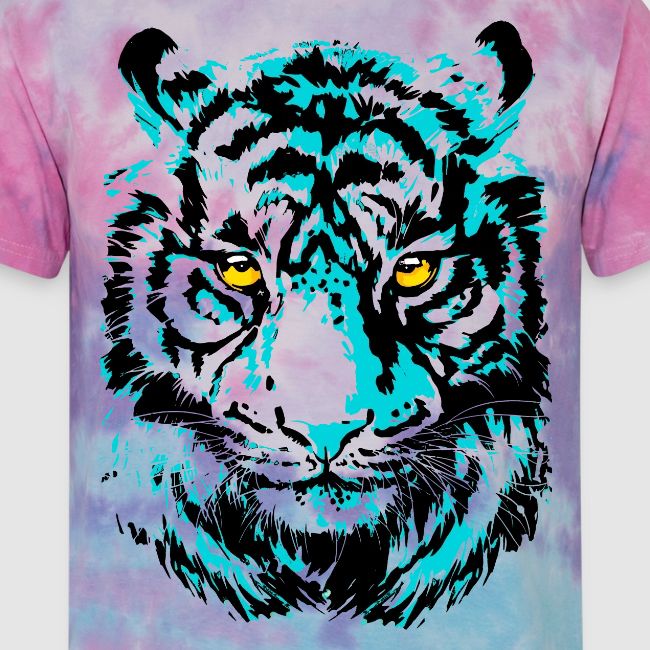 Artistic Tiger Head Portrait Drawing - Turquoise