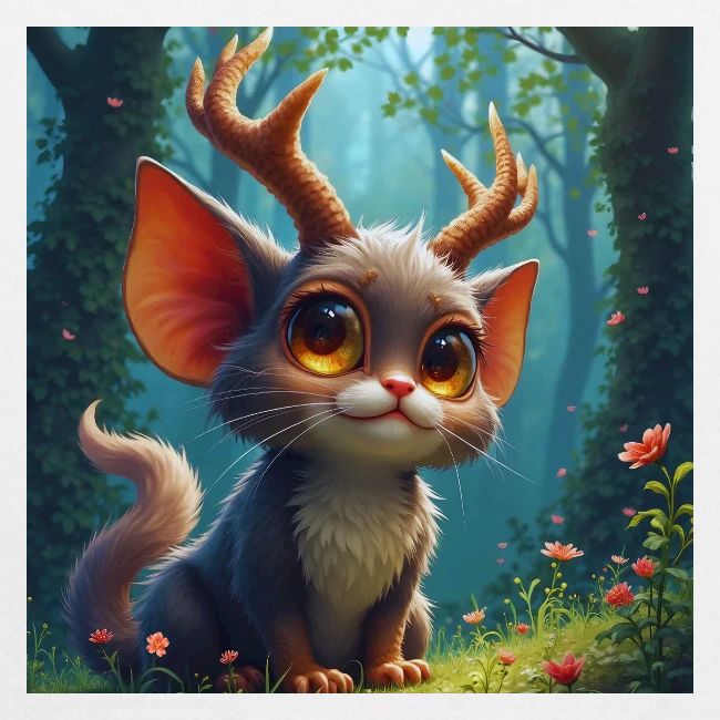 Magical Forest Creature with Deer Horns