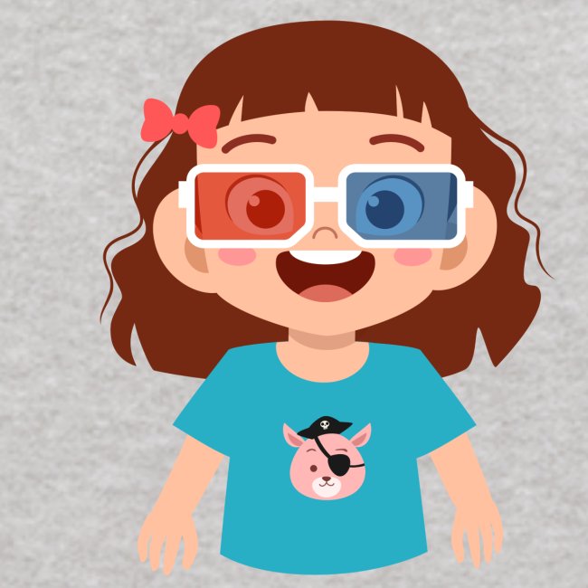 Girl red blue 3D glasses doing Vision Therapy