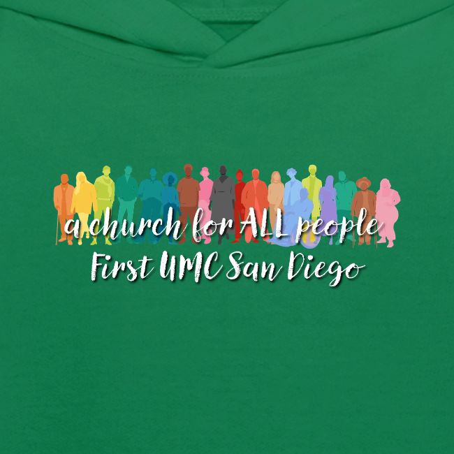 a church for all people - with colorful graphic