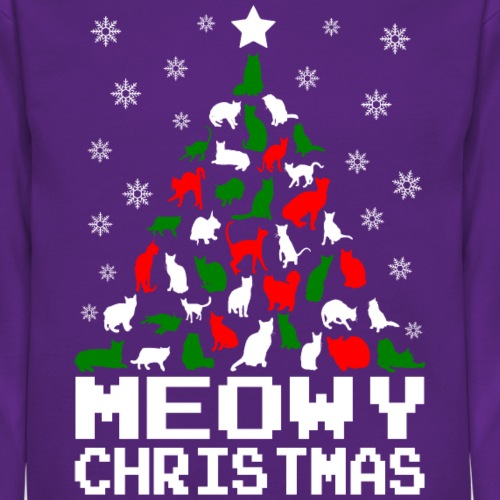 Meowy Christmas Cat Tree Ugly - Unisex Crewneck Sweatshirt