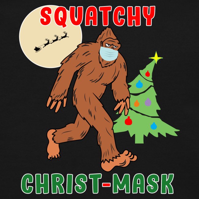 Bigfoot Squatchy Christmas Mask Social Distance.