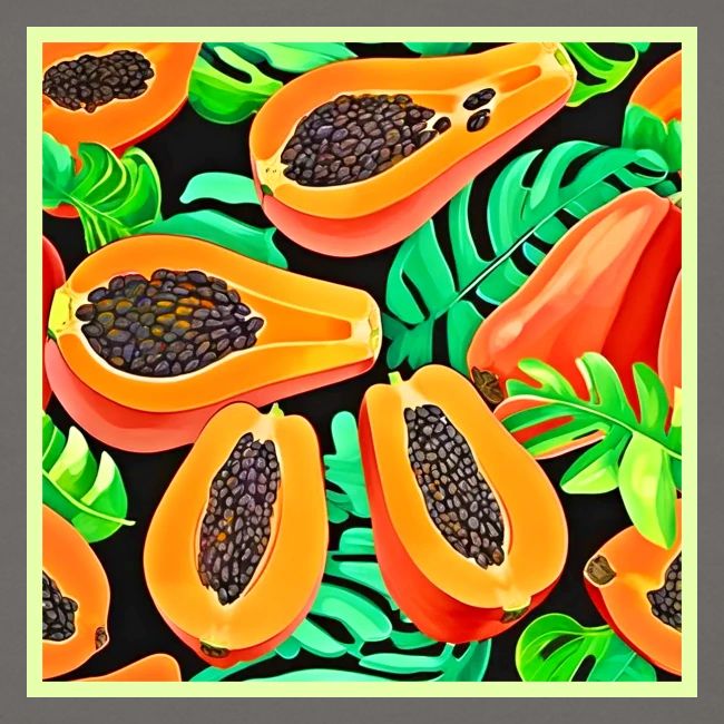 Papaya and Leaves Fresh Pattern
