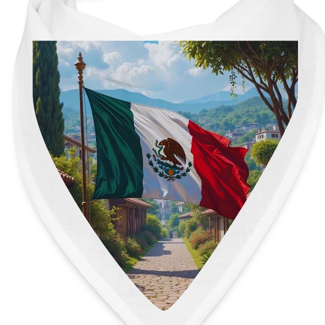 Mexican flag surrounded by nature and magic town