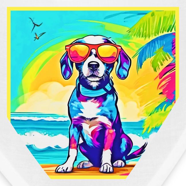 Colorful Surfing Dog Painting