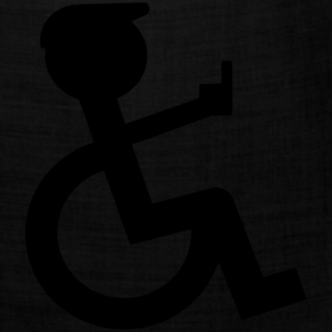 Wheelchair user giving the finger, fun humor *