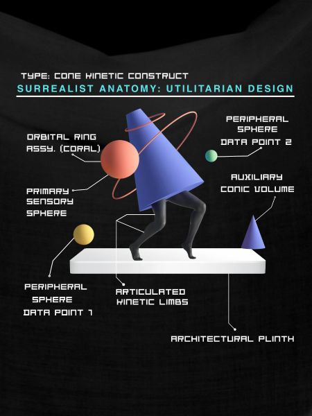 Retro Futuristic Cone Kinetic Construct T-shirt