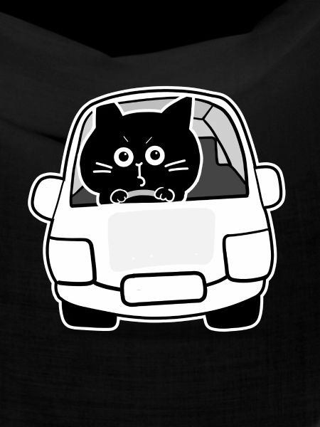 Chubby Black Cat Expressions - driver cat