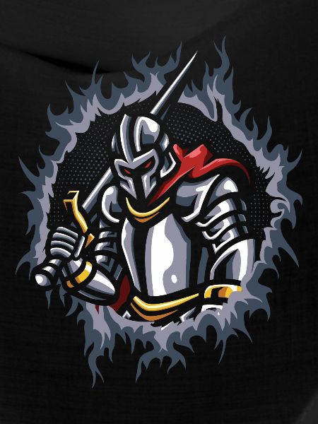 Knight With Halftone Fire Background