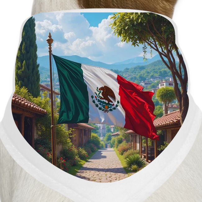 Mexican flag surrounded by nature and magic town