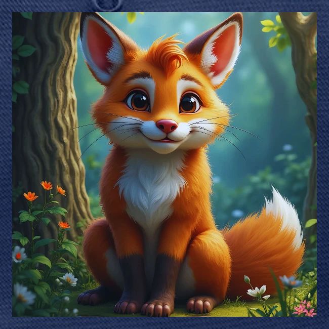 Magical fantasy fox in enchanted forest scene