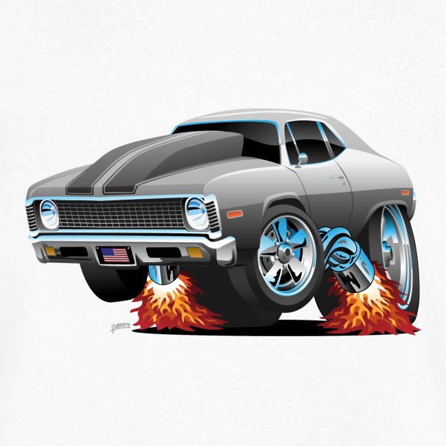 Classic American Muscle Car Hot Rod Cartoon