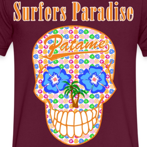 Patame Surfers Paradise Skull Orange - Men's V-Neck T-Shirt by Canvas