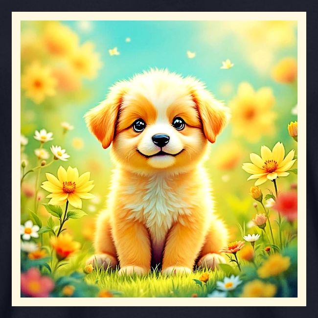 Cute Puppy Flower Art