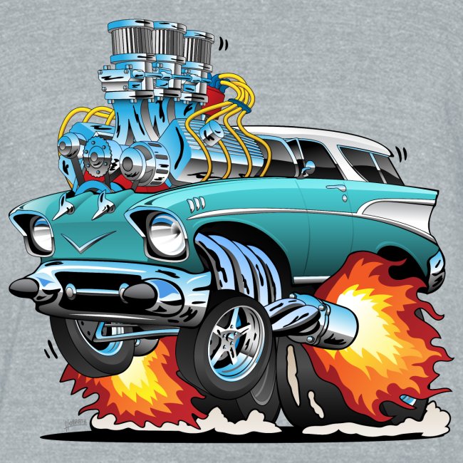 Classic Fifties Hot Rod Muscle Car Cartoon