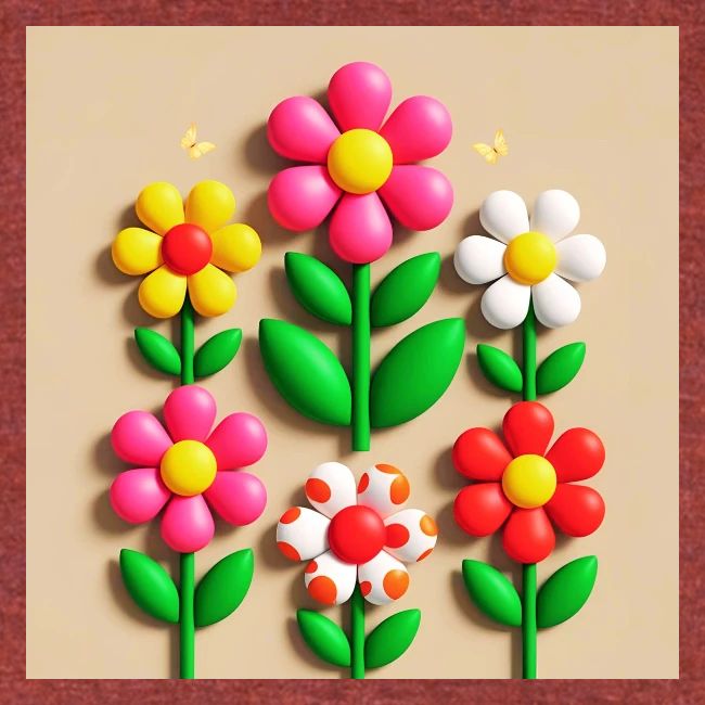 3D Flowers and Butterflies in Amber, Floral Design