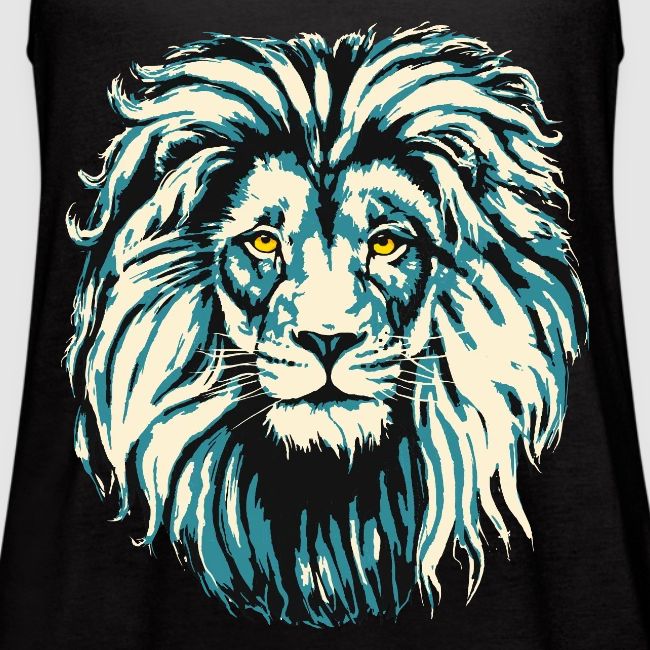 Blue Lion Head Portrait Drawing - Turquoise Lion