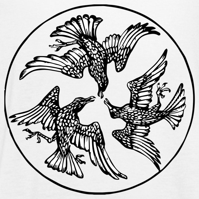 Three Crows in a Circle - Vintage Circle Motif