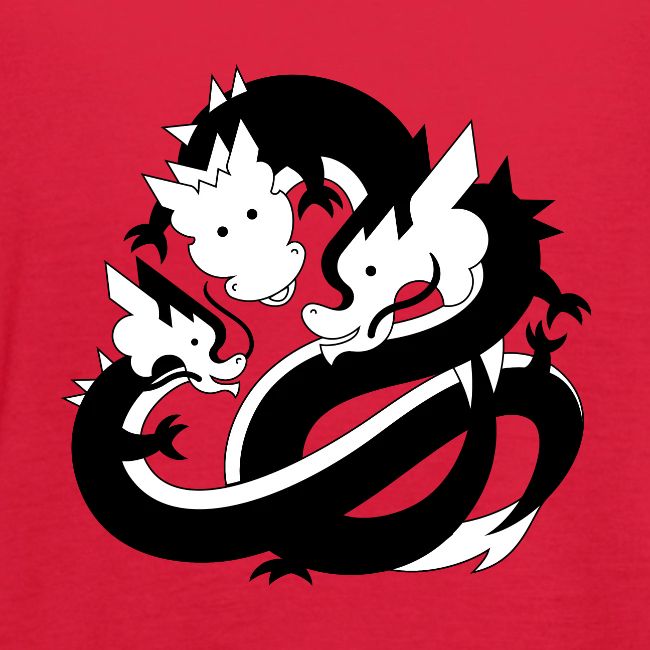 CAIS Core Values Dragons "Inclusion" BW on Red