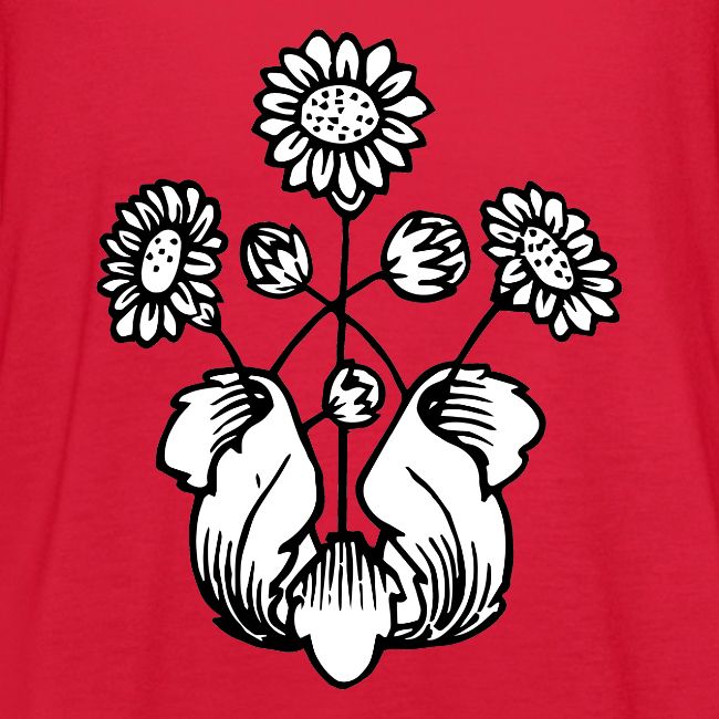 Vintage Sunflower Motif - Black Ink, White Fill