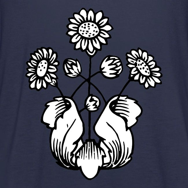 Vintage Sunflower Motif - Black Ink, White Fill