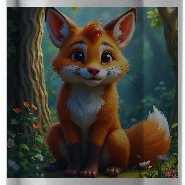 Magical fantasy fox in enchanted forest scene
