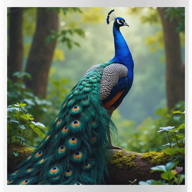 Majestic Peacock in Enchanted Forest