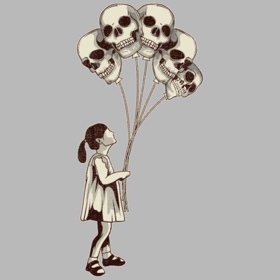 Spooky Tattoo Style Girl With Skull Balloons' Water Bottle | Spreadshirt