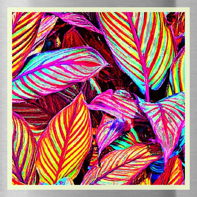 Striped Neon Leaves Design