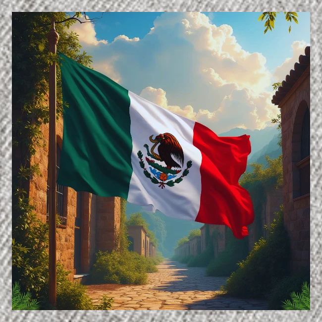 Mexican flag in Magical Town and Nature