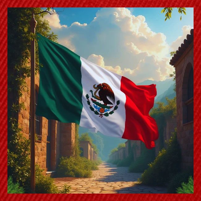 Mexican flag in Magical Town and Nature