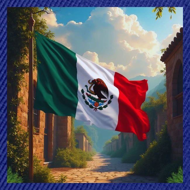 Mexican flag in Magical Town and Nature